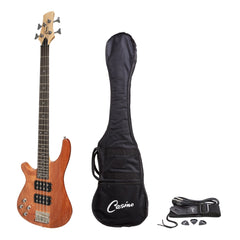 Casino '24 Series' Left Handed Mahogany Tune-Style Electric Bass Guitar Set (Natural Gloss)-CTB-24TL-MAH