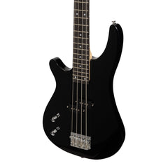 Casino '24 Series' Left Handed Tune-Style Electric Bass Guitar and 15 Watt Amplifier Pack (Black)