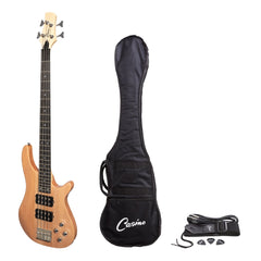 Casino '24 Series' Mahogany Tune-Style Electric Bass Guitar Set (Natural Satin)-CTB-24T-MAHSTN