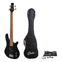 Casino '24 Series' Short Scale Tune-Style Electric Bass Guitar Set (Black)-CTB-24S-BLK