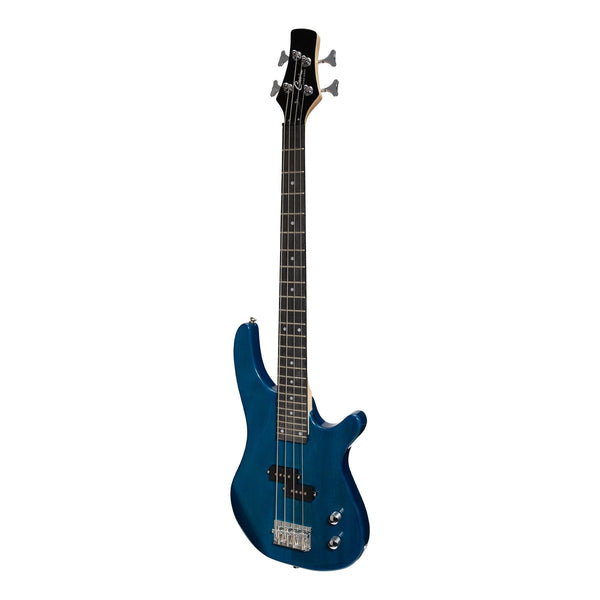 Casino '24 Series' Short Scale Tune-Style Electric Bass Guitar Set (Transparent Blue)