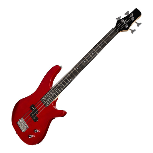 Casino '24 Series' Short Scale Tune-Style Electric Bass Guitar Set (Transparent Wine Red)