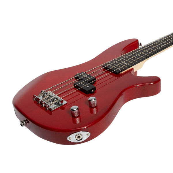 Casino '24 Series' Short Scale Tune-Style Electric Bass Guitar Set (Transparent Wine Red)