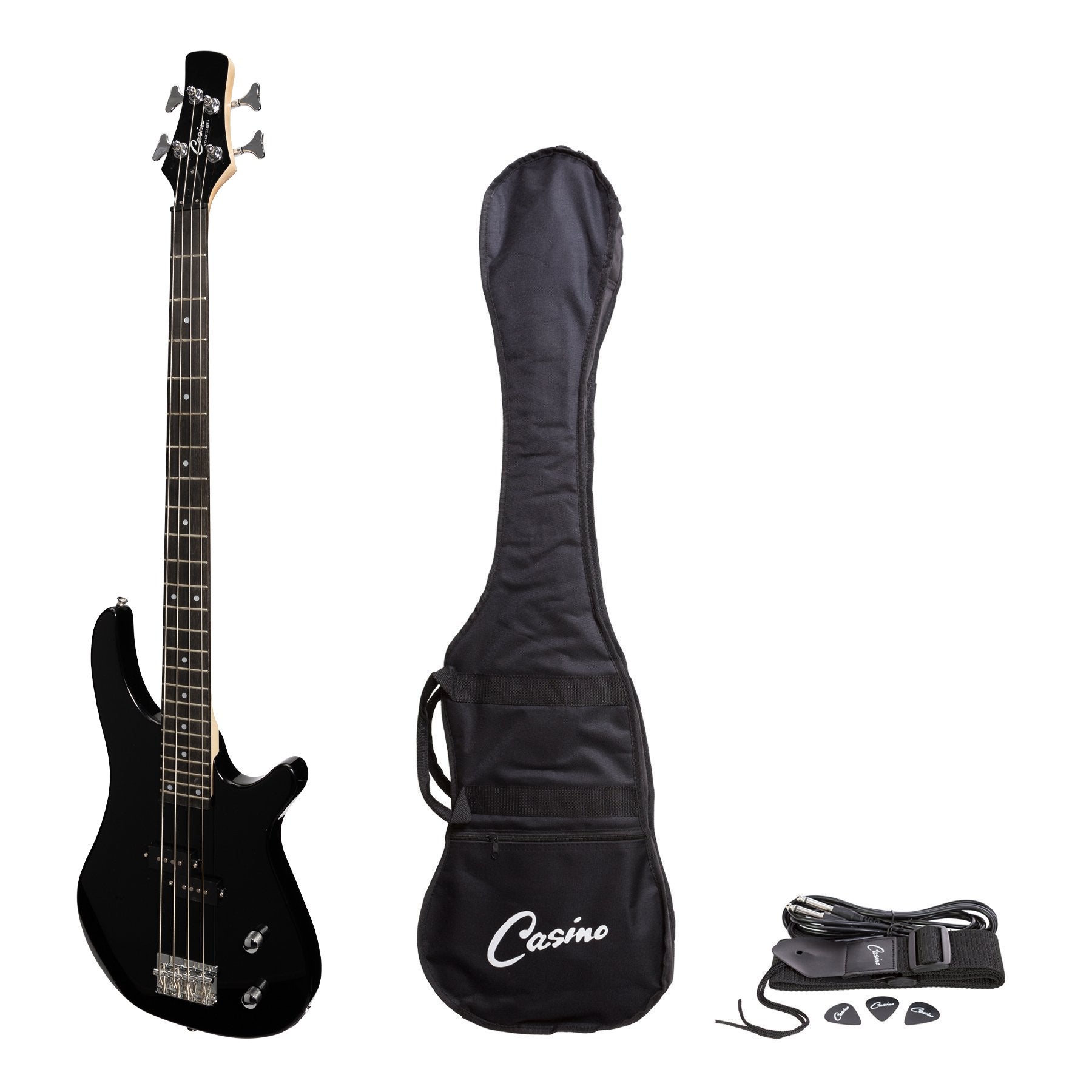 Casino '24 Series' Tune-Style Electric Bass Guitar Set (Black)-CTB-24-BLK