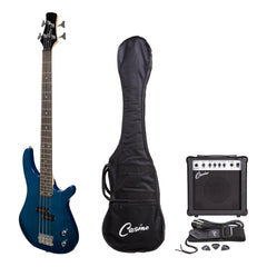 Casino '24 Series' Tune-Style Electric Bass Guitar and 15 Watt Amplifier Pack (Transparent Blue)-CP-TB1-TBL