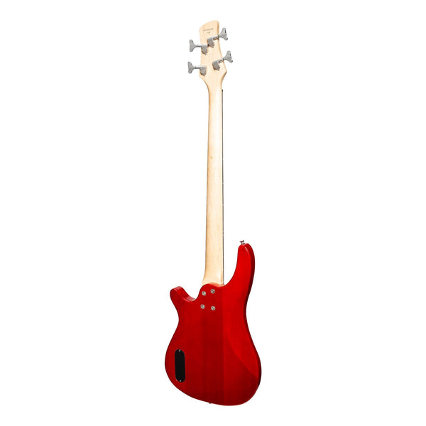 Casino '24 Series' Tune-Style Electric Bass Guitar and 15 Watt Amplifier Pack (Transparent Wine Red)