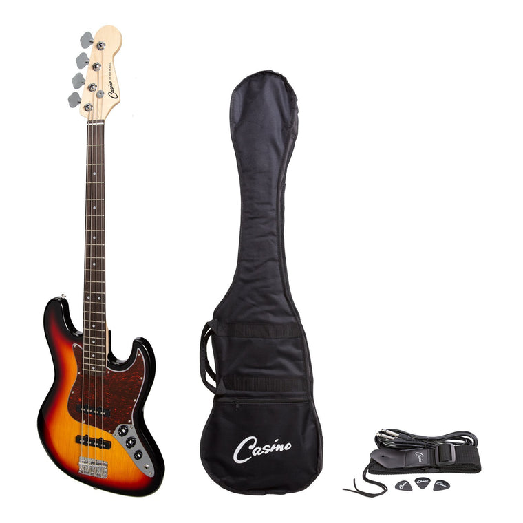 Casino J-Style Electric Bass Guitar (Tobacco Sunburst)