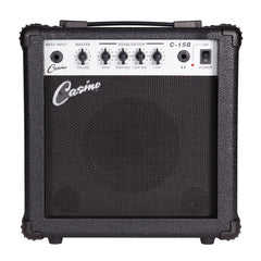Casino P-Style Electric Bass Guitar and 15 Watt Amplifier Pack (Black)