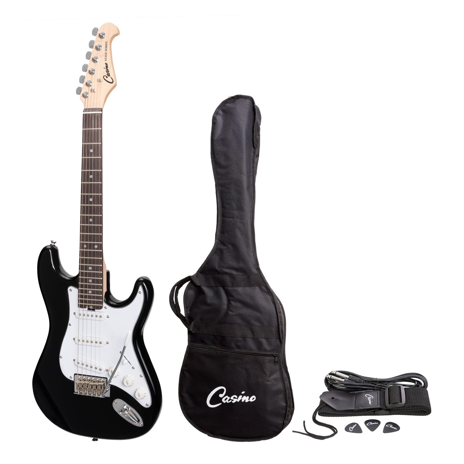 Casino ST-Style Short Scale Electric Guitar Set (Black)-CST-20-BLK