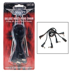 Crossfire 5-Plug Deluxe Daisy Chain Pedal Power Cable (Right Angle Plugs)