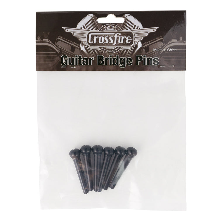 Crossfire Acoustic Guitar Bridge Pins Set of 6 (Black)