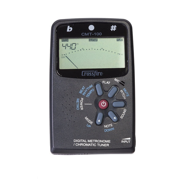 Crossfire Chromatic Tuner and Digital Metronome (Black)-CMT-100-BLK