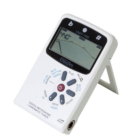 Crossfire Chromatic Tuner and Digital Metronome (White)-CMT-100-WHT