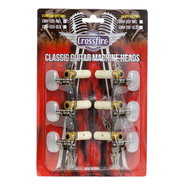 Crossfire Classical Guitar Machine Head Set (Nickel with Buttons)-CMH-CGS-NKL