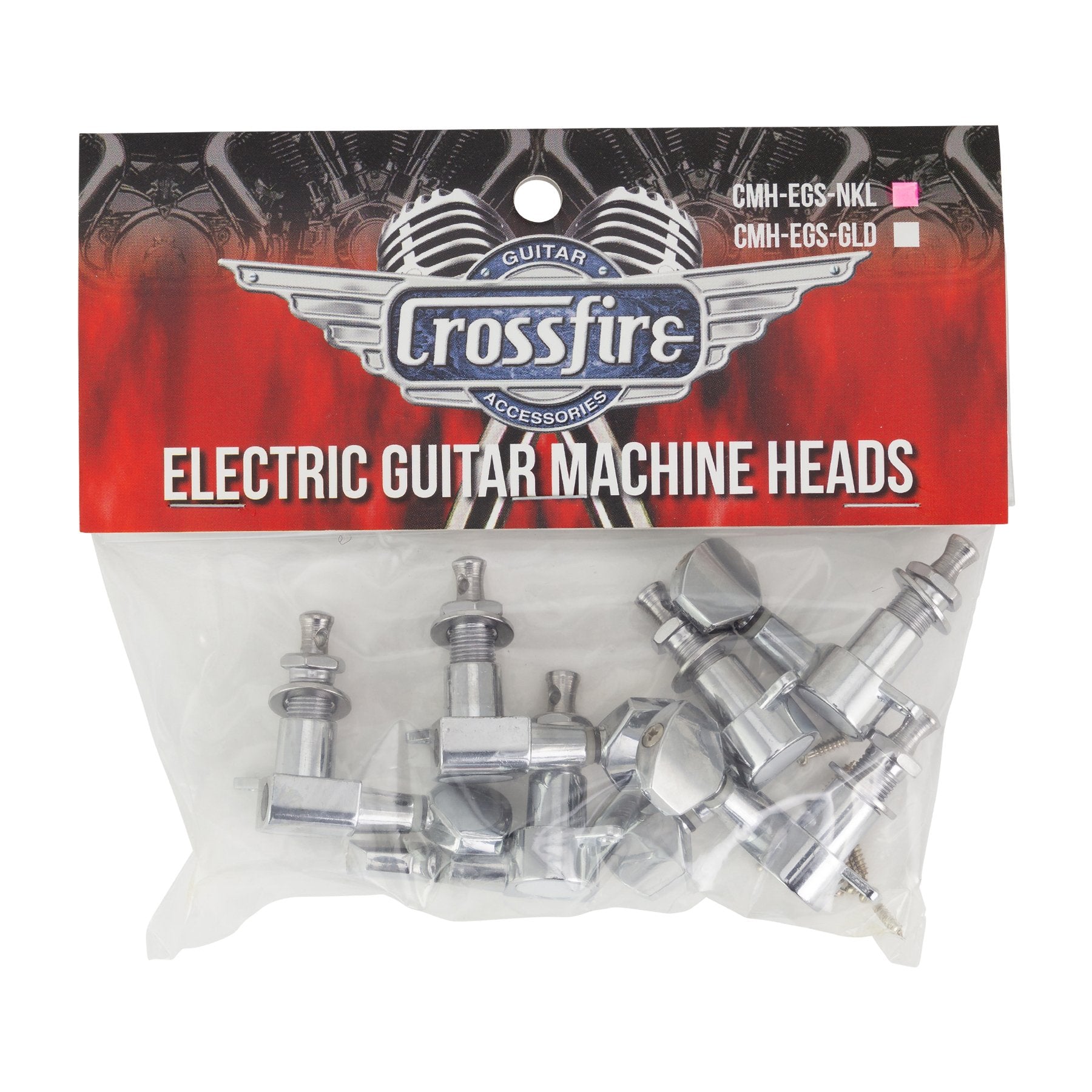 Crossfire Electric Guitar Machine Head Set (Nickel with Buttons)-CMH-EGS-NKL