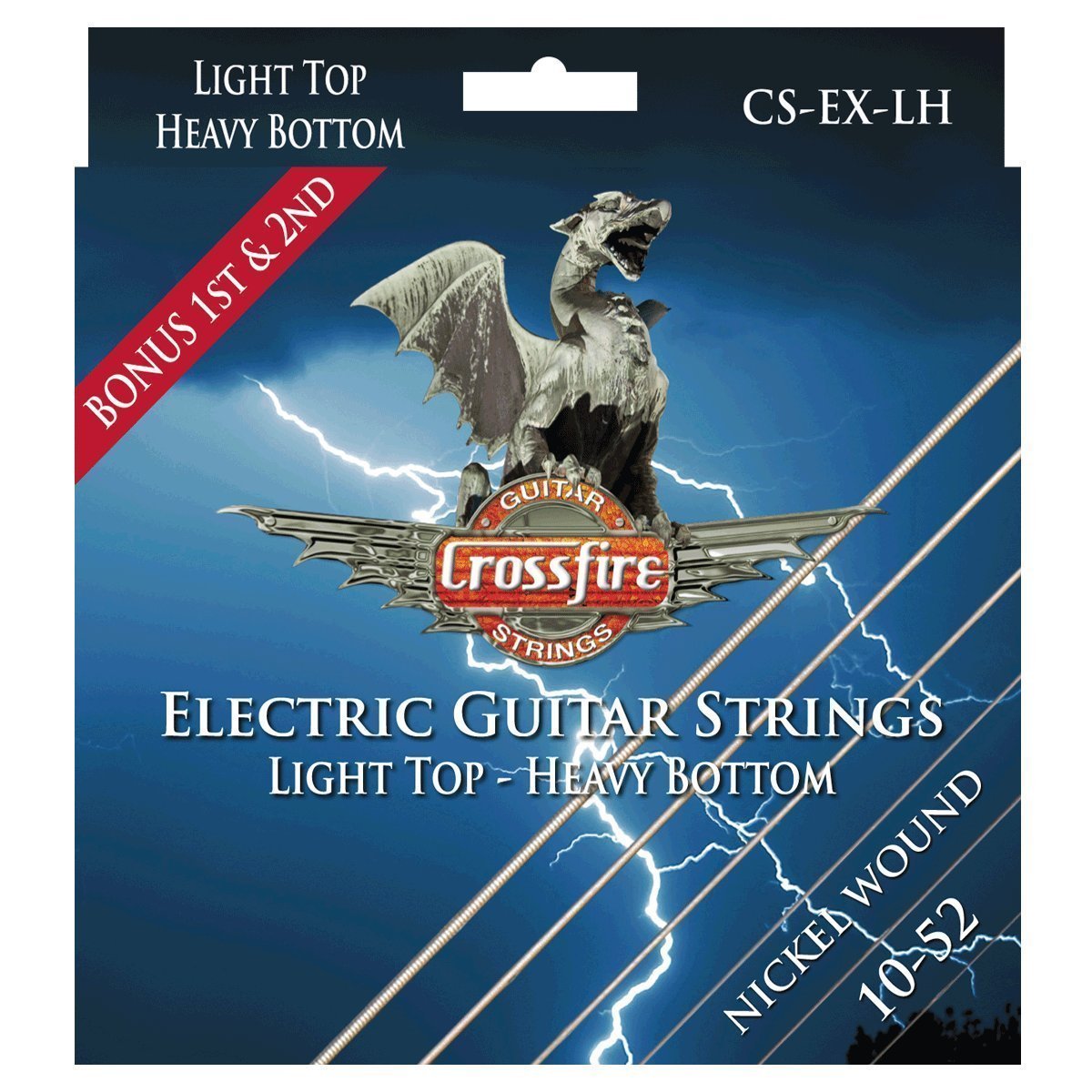 Crossfire Light Top/Heavy Bottom Electric Guitar Strings (10-52)-CS-EX-LH