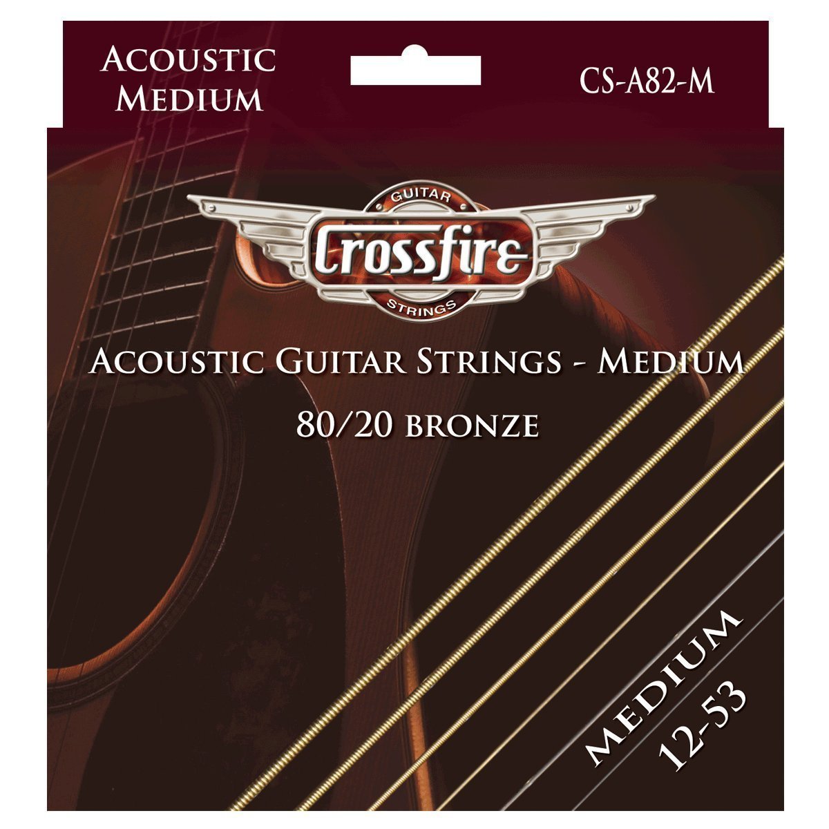 Crossfire Medium 80/20 Bronze Acoustic Guitar Strings (12-53)-CS-A82-M