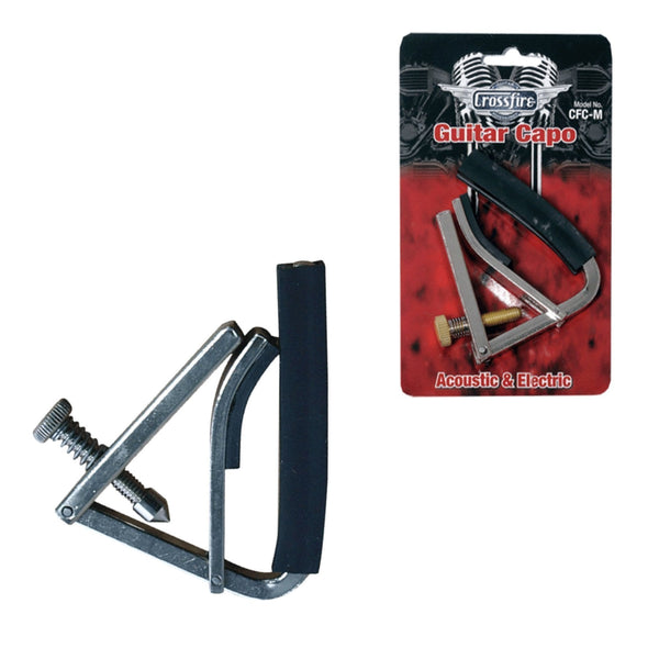 Crossfire Multi-Function Acoustic and Electric Guitar Capo (Chrome)-CFC-M