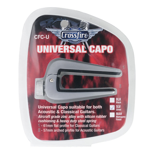 Crossfire Universal Acoustic and Classical Guitar Capo (Silver)