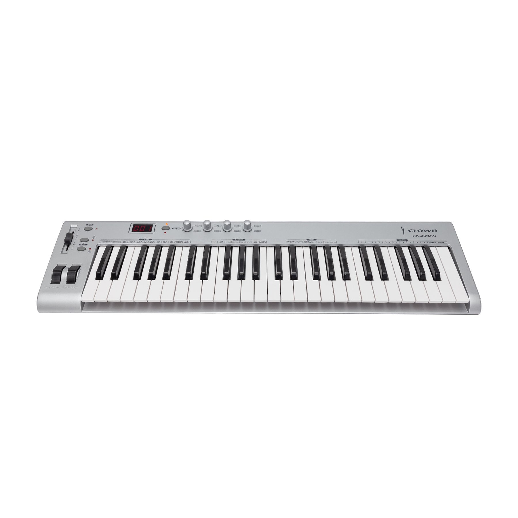 Crown CK-49 MIDI USB 49-Key Electronic Portable Keyboard Controller (Silver)-CK-49MIDI-SLV