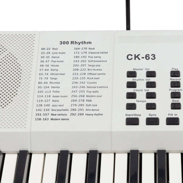 Crown CK-63 Multi-Function 61-Key Electronic Portable Keyboard with USB (White)-CK-63-WHT
