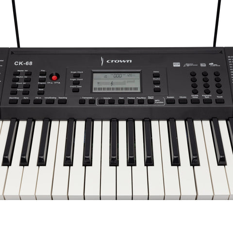 Crown CK-68 Touch Sensitive Multi-Function 61-Key Electronic Portable Keyboard with MIDI (Black)-CK-68-BLK