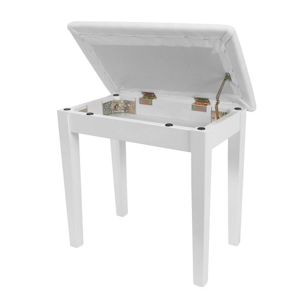 Crown Compact Piano Stool with Storage Compartment (White)-CPS-2S-WHT