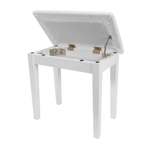 Crown Compact Piano Stool with Storage Compartment (White)