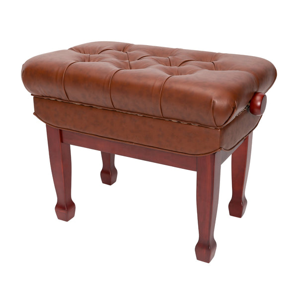 Crown Deluxe Double Padded Height Adjustable Large Piano Stool Height (Mahogany)-CPS-8A-MAH