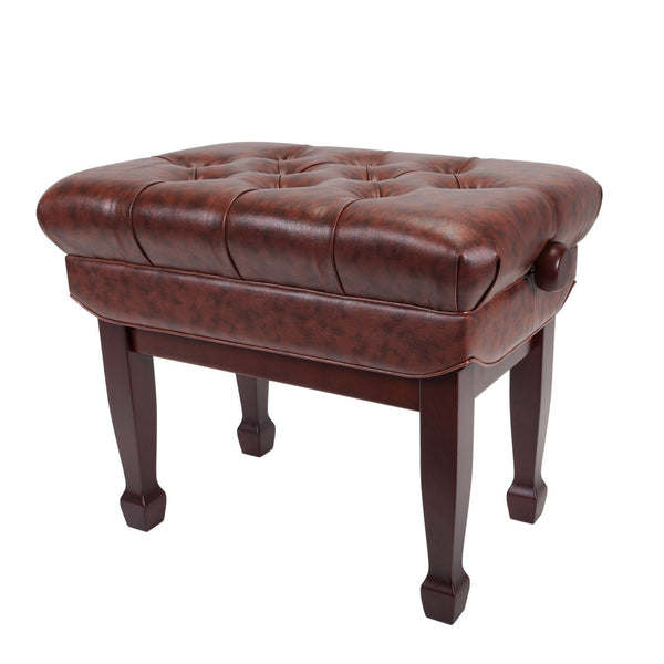 Crown Deluxe Double Padded Height Adjustable Large Piano Stool Height (Walnut)-CPS-8A-WAL