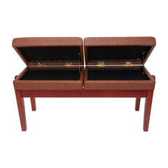 Crown Deluxe Height Adjustable Duet Piano Stool with Storage Compartments (Mahogany)