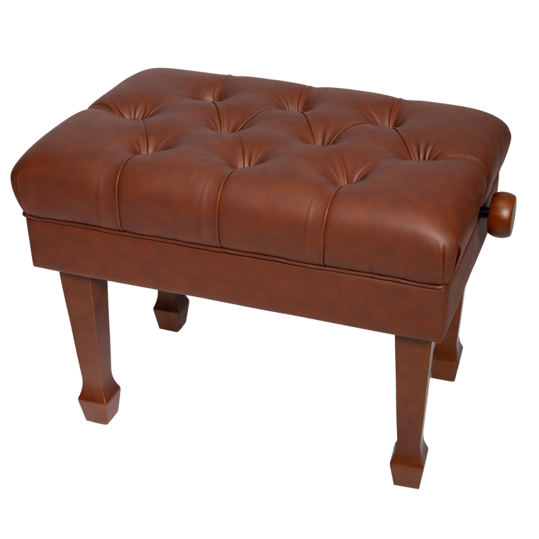 Crown Deluxe Skirted & Tufted Hydraulic Height Adjustable Piano Bench (Mahogany)