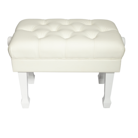 Crown Deluxe Skirted & Tufted Hydraulic Height Adjustable Piano Bench (White)