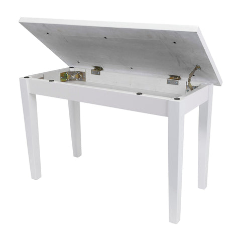 Crown Deluxe Timber Trim Duet Piano Stool with Storage Compartment (White)