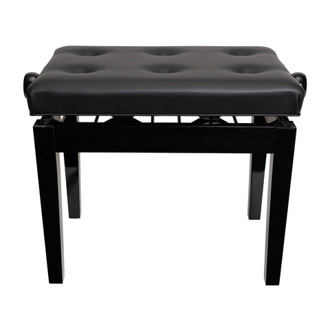 Crown Deluxe Tufted Height Adjustable Piano Stool (Black)-CPB-11-BLK