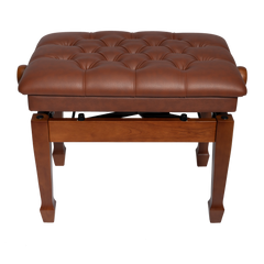 Crown Deluxe Tufted Hydraulic  Height Adjustable Piano Bench (Walnut)