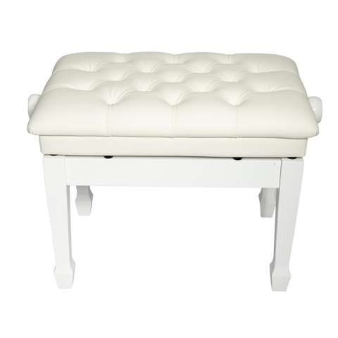 Crown Deluxe Tufted Hydraulic  Height Adjustable Piano Bench (White)