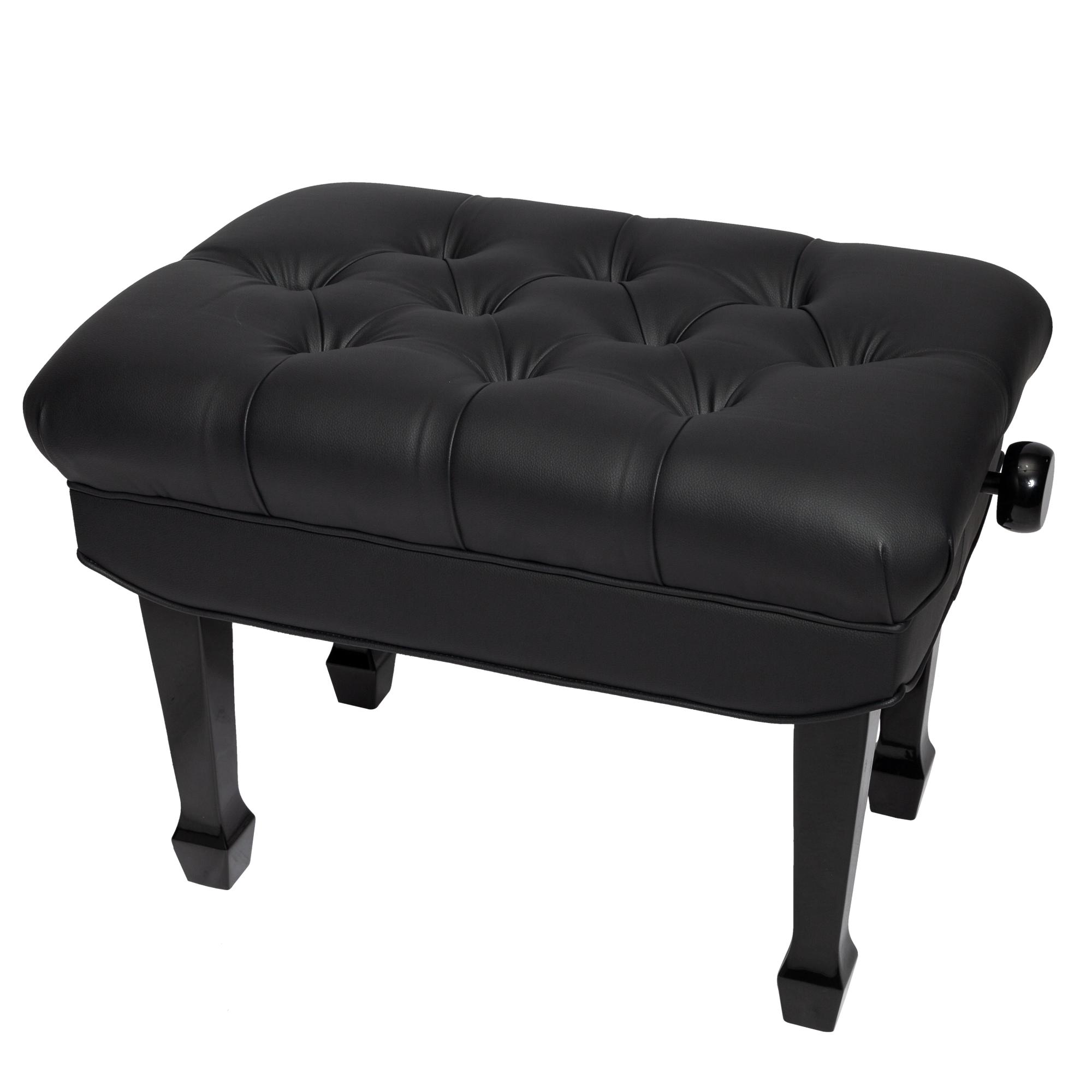 Crown Premium Skirted & Tufted Hydraulic Height Adjustable Piano Bench (Black)