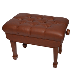 Crown Premium Skirted & Tufted Hydraulic Height Adjustable Piano Bench (Walnut)