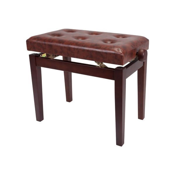 Crown Standard Tufted Height Adjustable Piano Stool (Walnut)-CPS-4A-WAL