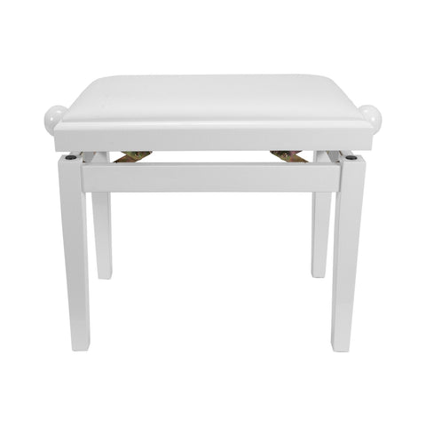 Crown Timber Trim Height Adjustable Piano Stool (White)