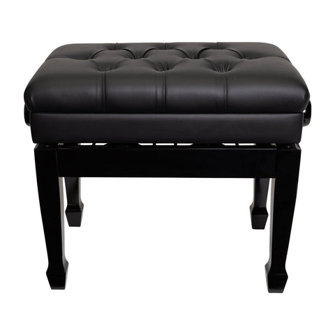 Crown Tufted Height Adjustable Piano Stool with Storage Compartment (Black)