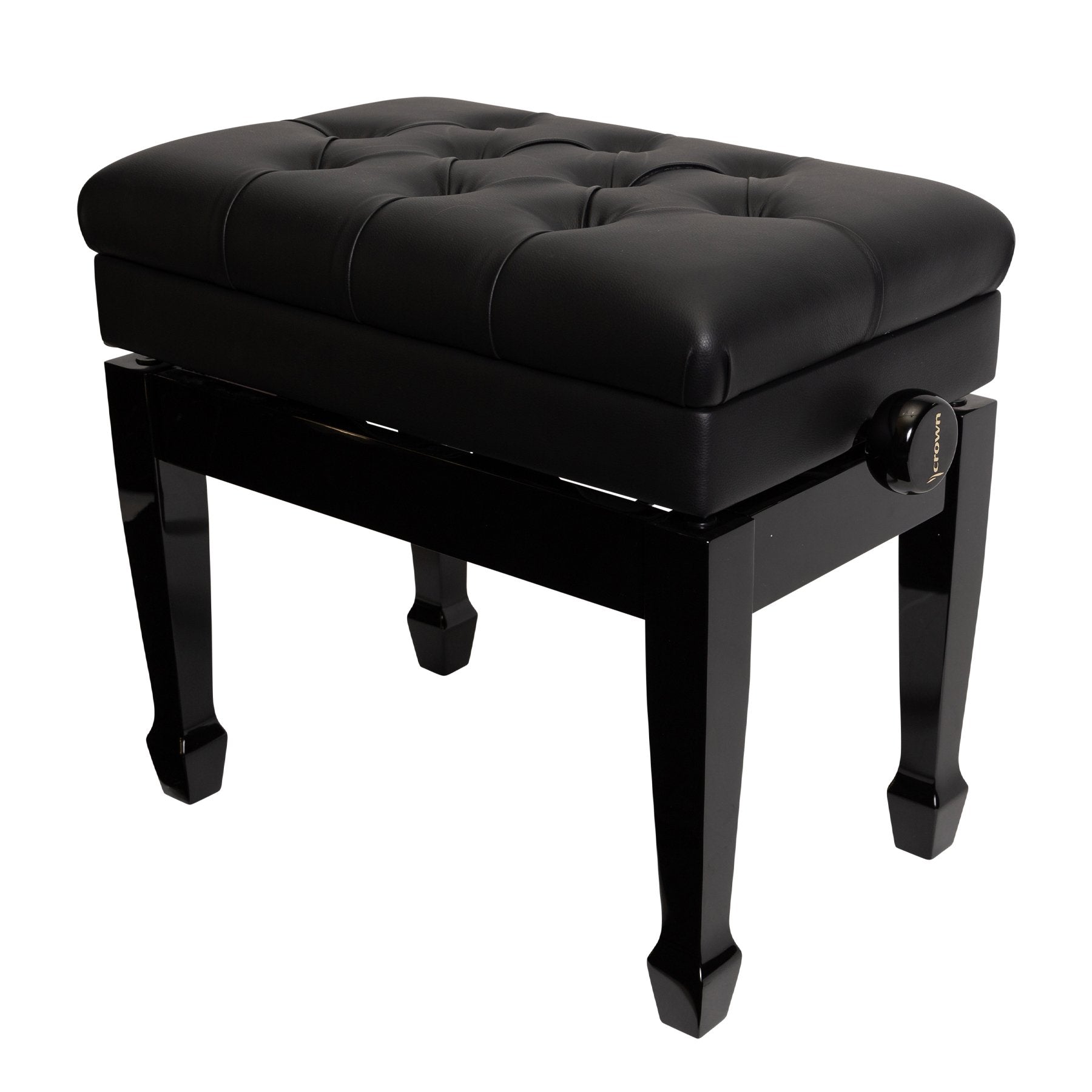 Crown Tufted Height Adjustable Piano Stool with Storage Compartment (Black)-CPB-41-BLK