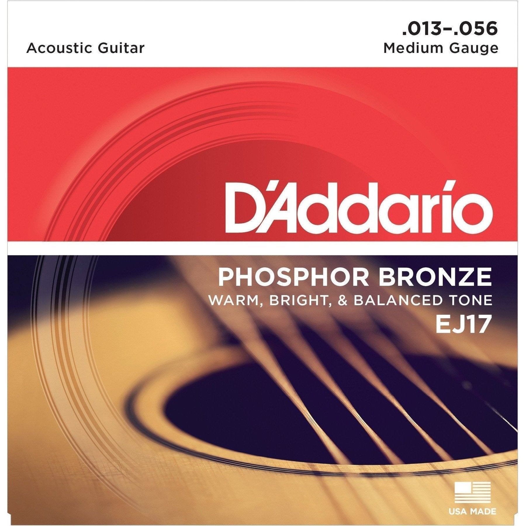 D'Addario EJ17 Medium Phosphor Bronze Acoustic Guitar Strings (13-56)-EJ17