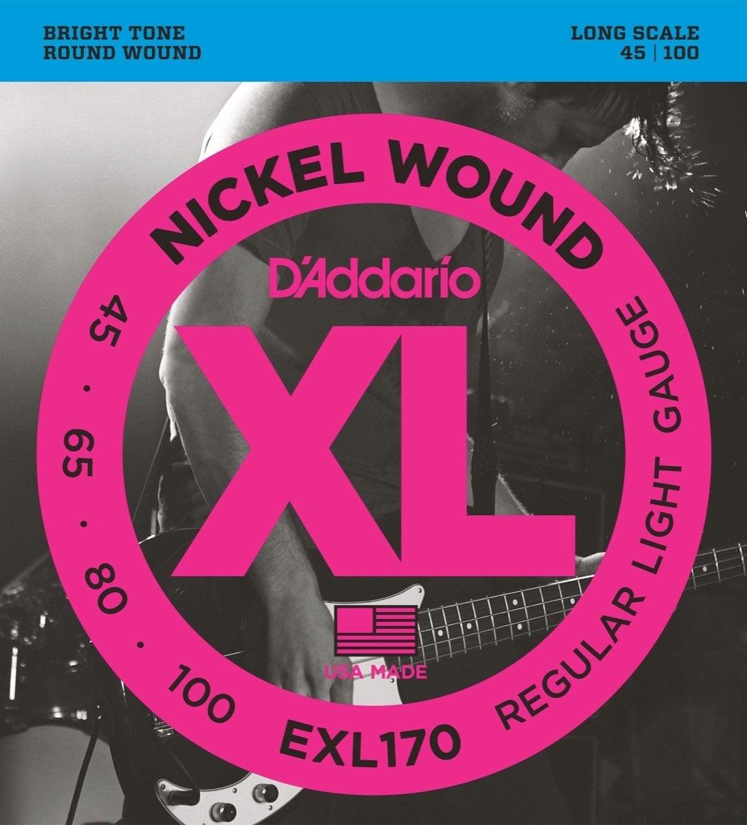 D'Addario EXL170 Regular Light Bass Guitar Strings (45-100)-EXL170