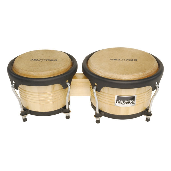 Drumfire 7.5" and 8.5" Deluxe Wood Bongos (Natural Gloss)-DFP-DB3-NGL