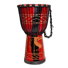 Drumfire 'Majestic Series' 10" Natural Hide Traditional Rope Djembe (Red)-DFP-MAJ10-RED
