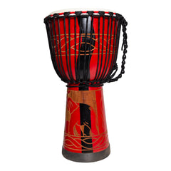 Drumfire 'Majestic Series' 12" Natural Hide Traditional Rope Djembe (Red)-DFP-MAJ12-RED