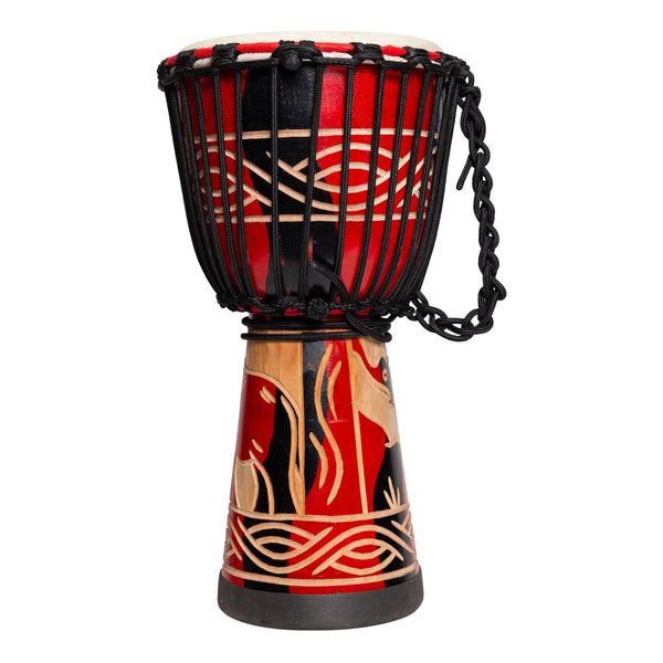 Drumfire 'Majestic Series' 8" Natural Hide Traditional Rope Djembe (Red)-DFP-MAJ8-RED