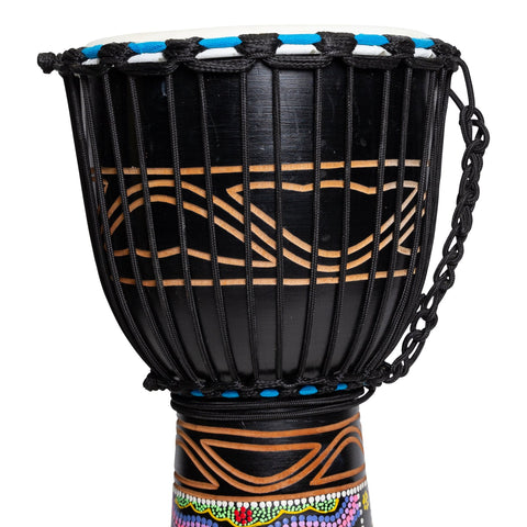 Drumfire 'Tribal Series' 10" Natural Hide Traditional Rope Djembe (Black)